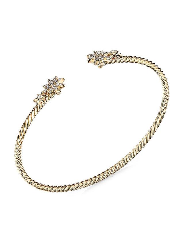 Womens Petite Starburst Open Cable Bracelet In 18K Yellow Gold With Pav Diamonds Product Image