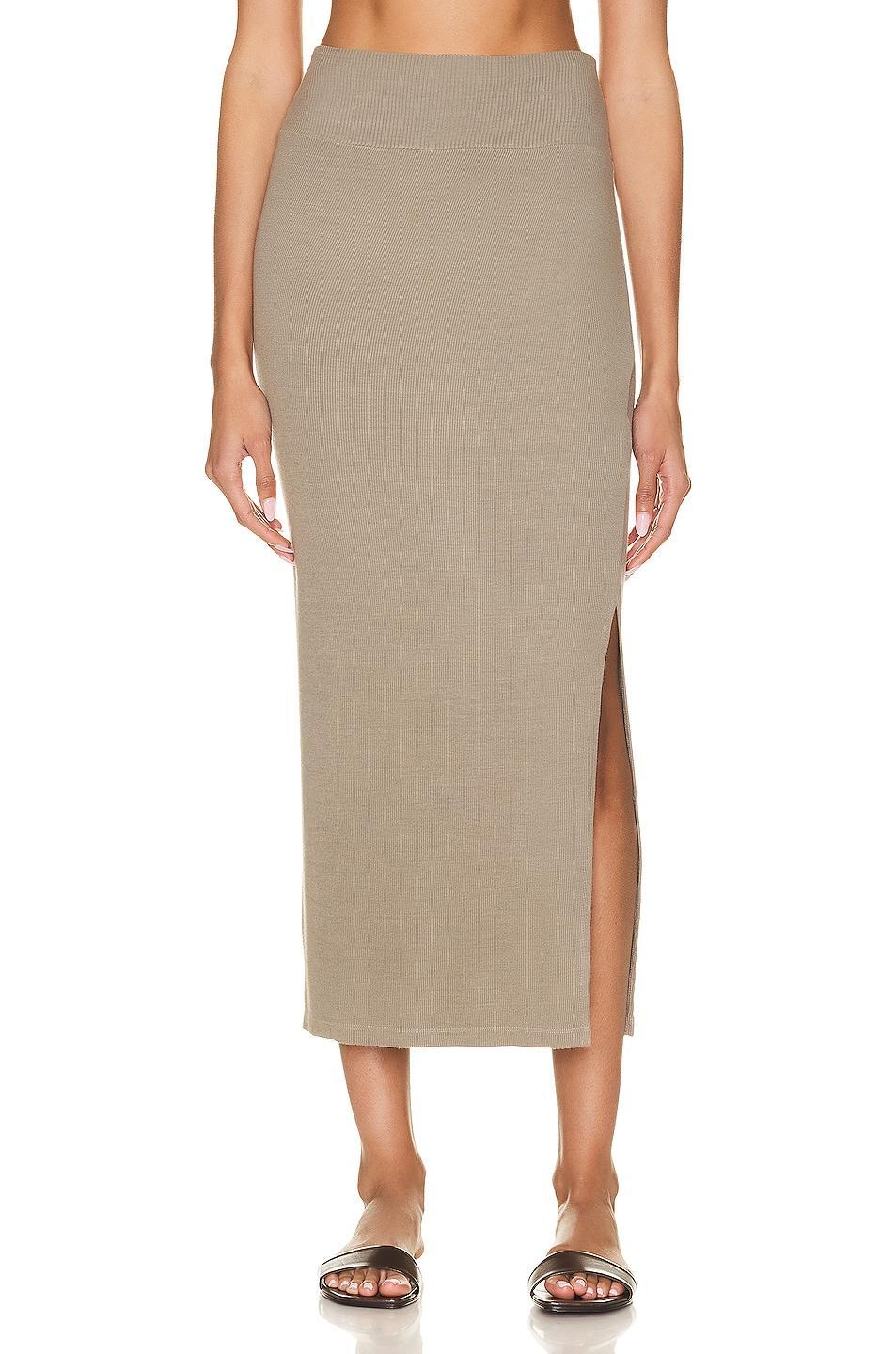 Enza Costa Stretch Silk Knit Essential Skirt in Olive product image