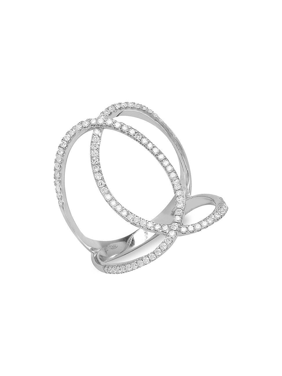 Womens Graphique 18K White Gold & Diamond Double C Ring Product Image