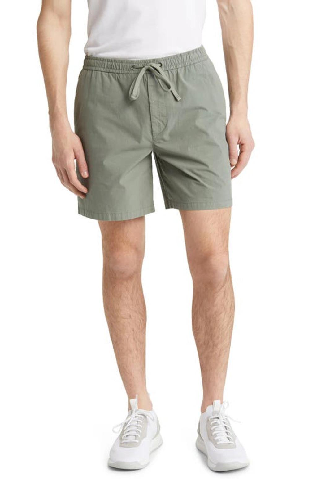 Karlos Stretch Cotton Drawstring Shorts In Open Green Product Image