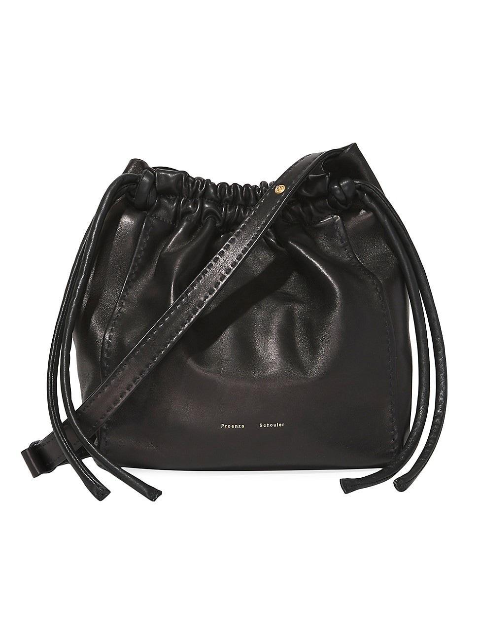 Womens Drawstring Leather Pouch Product Image