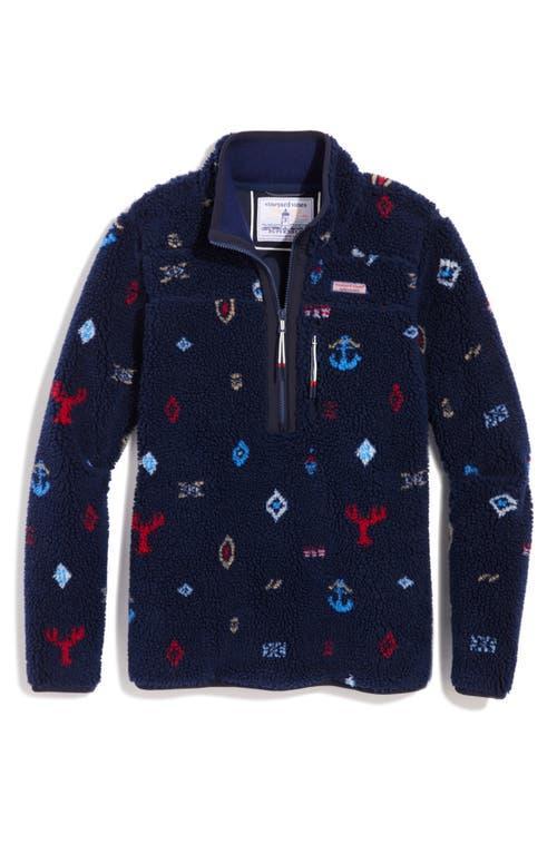 Womens Nautical Icons Printed Zip-Up Sherpa Jacket Product Image