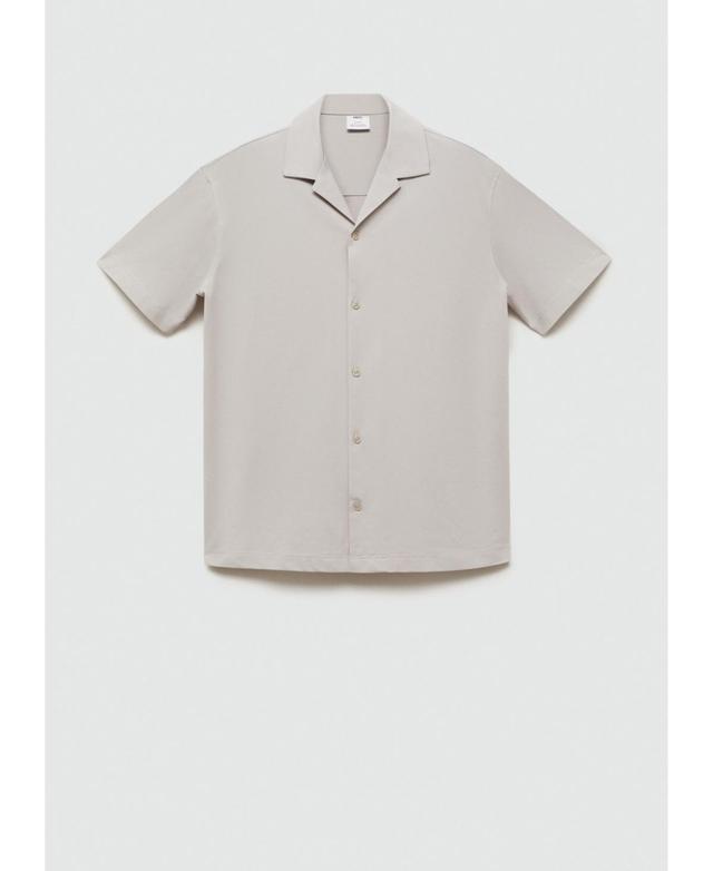 Short sleeved cotton shirt - Men | MANGO USA Product Image