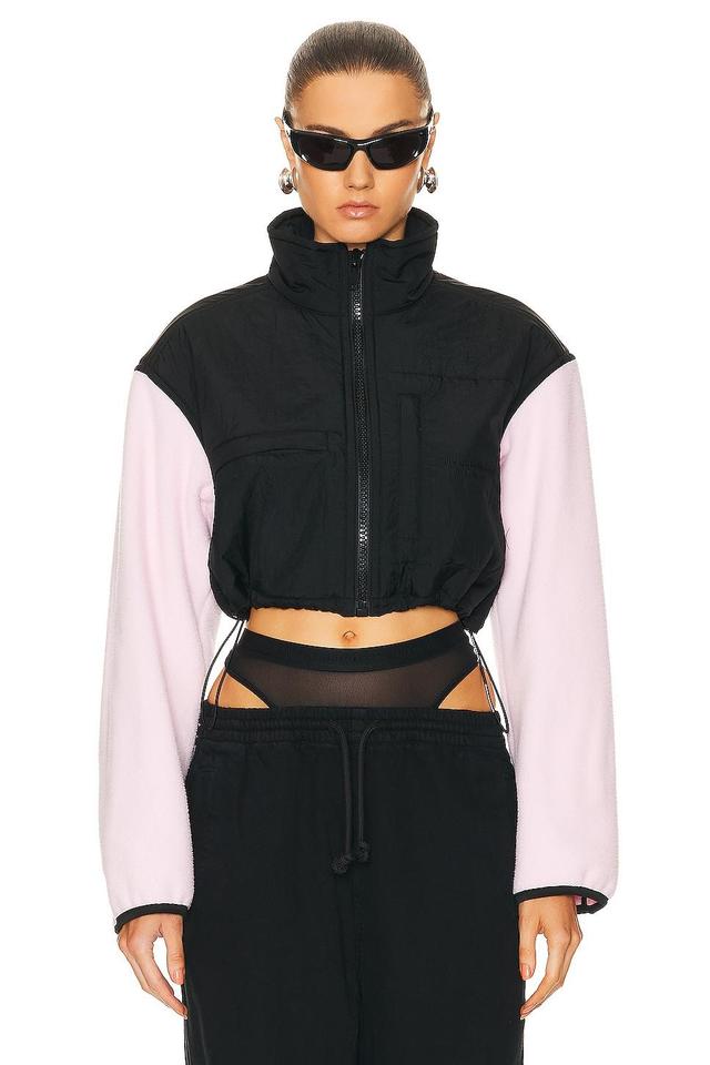 Alexander Wang Cropped Zip Up Jacket in Black,Pink Product Image