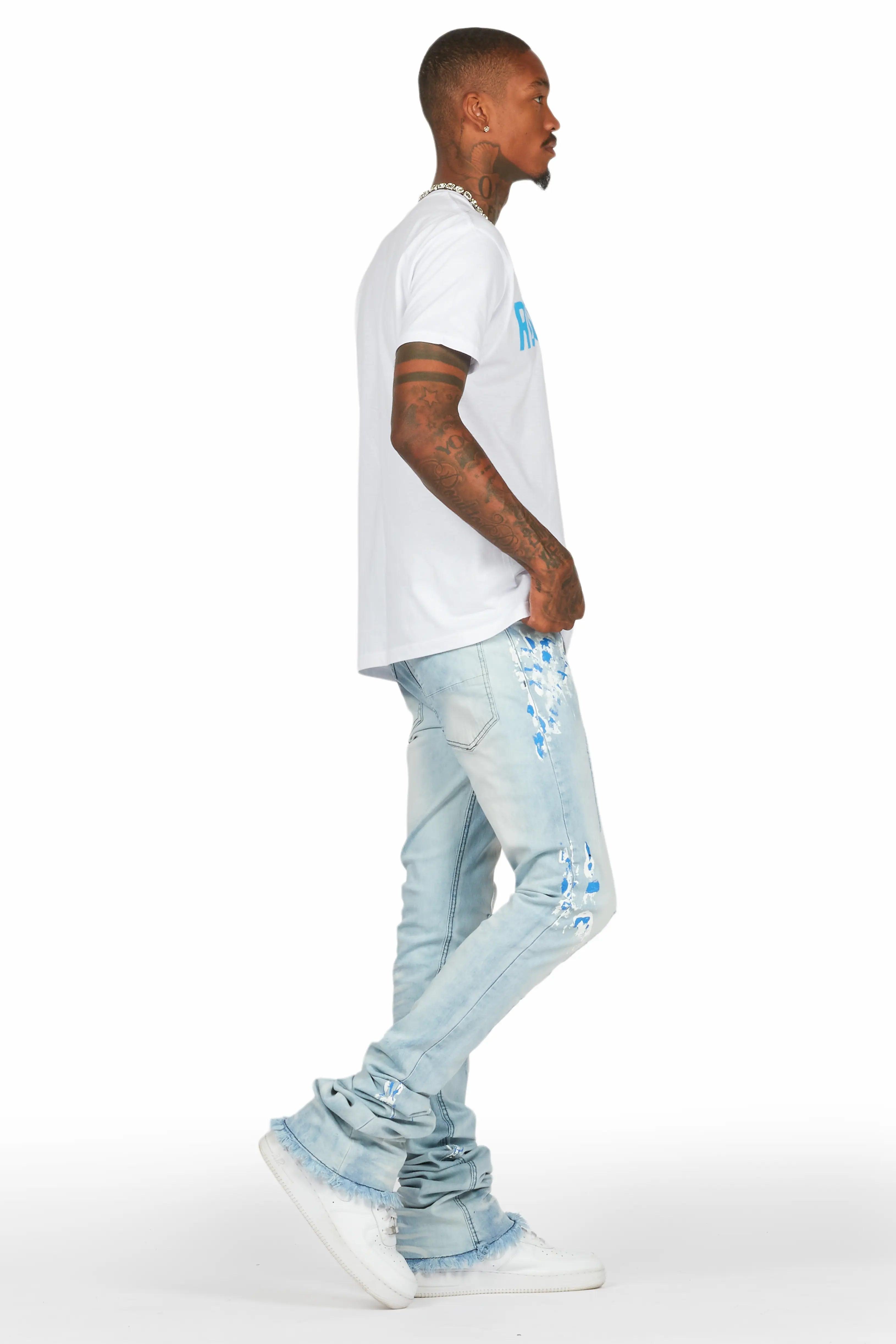 Baraz Blue Painter Super Stacked Flare Jean Male Product Image