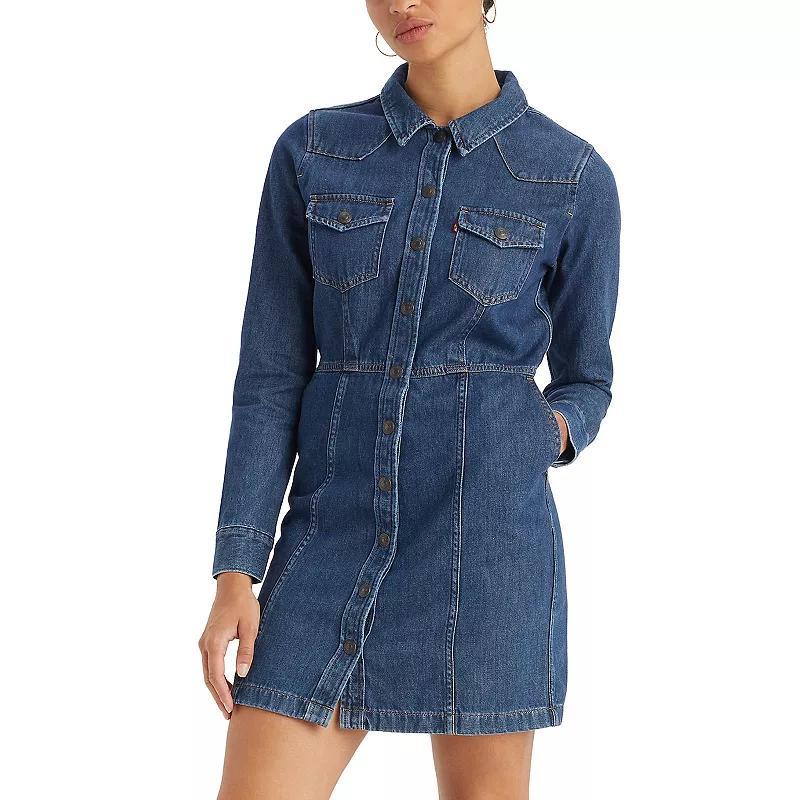 Womens Levis Flynn Western Mini Dress Coastal Green Product Image