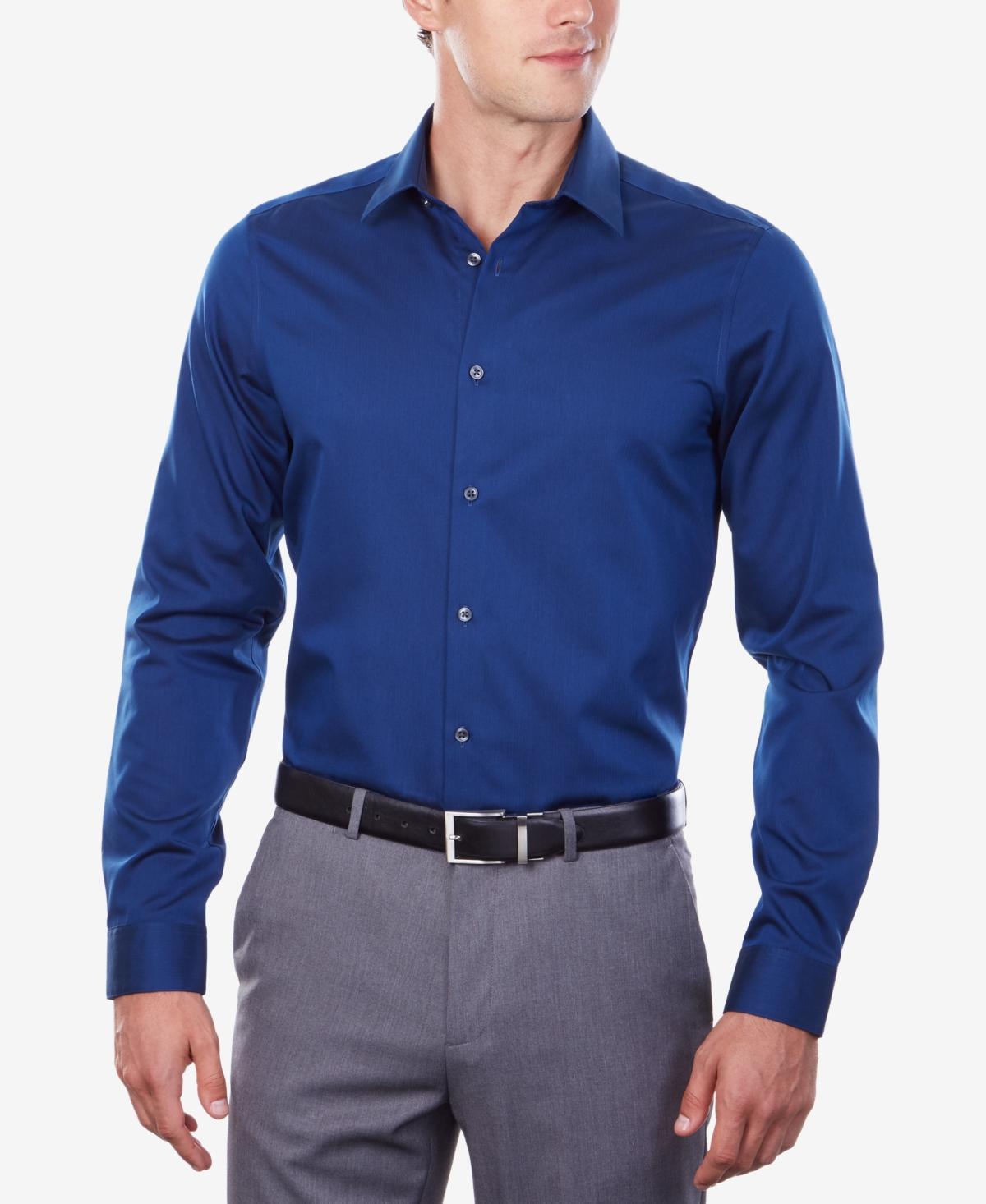 Calvin Klein Steel Mens Slim-Fit Non-Iron Herringbone Dress Shirt Product Image