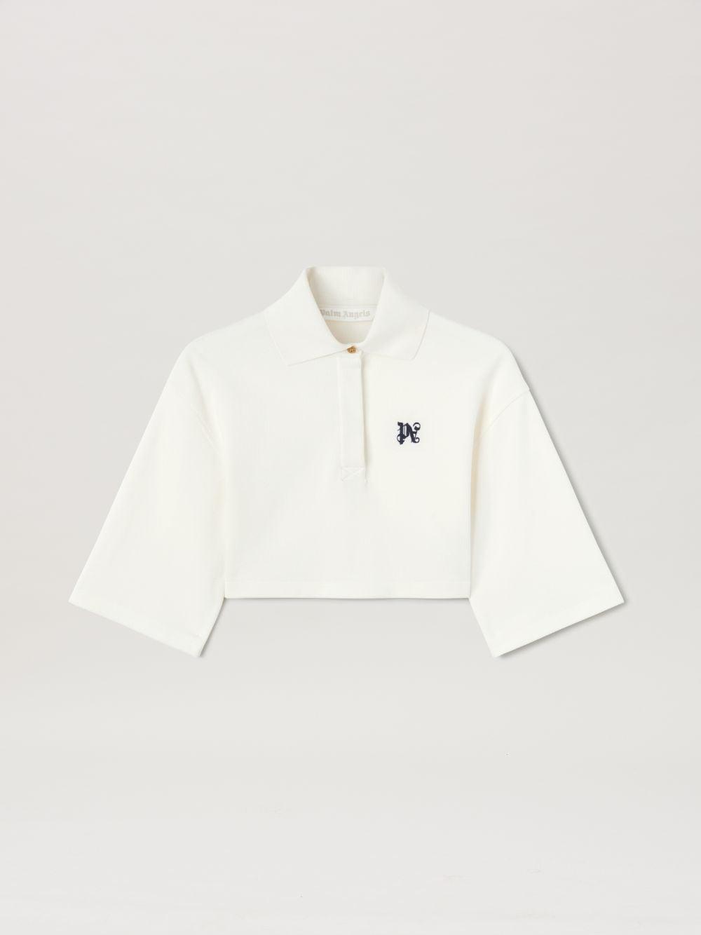 Monogram Cropped Polo in white  - Palm Angels® Official  product image