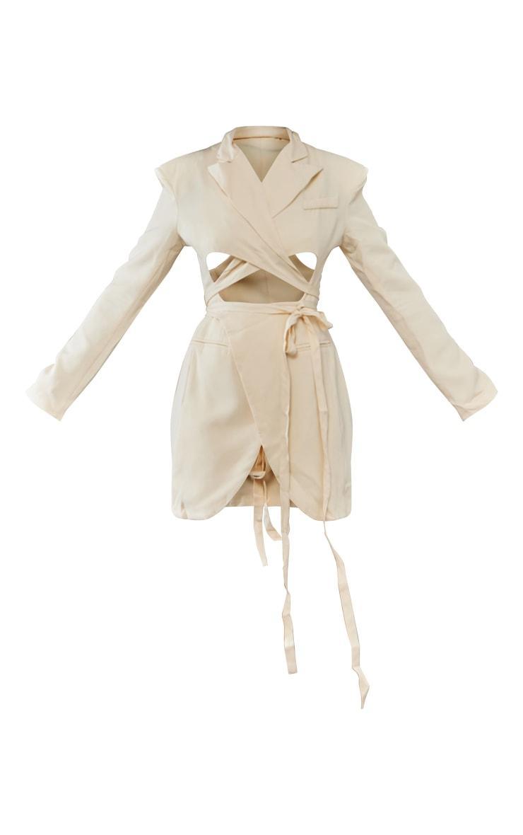 Tall Cream Wrap Around Blazer Dress Product Image