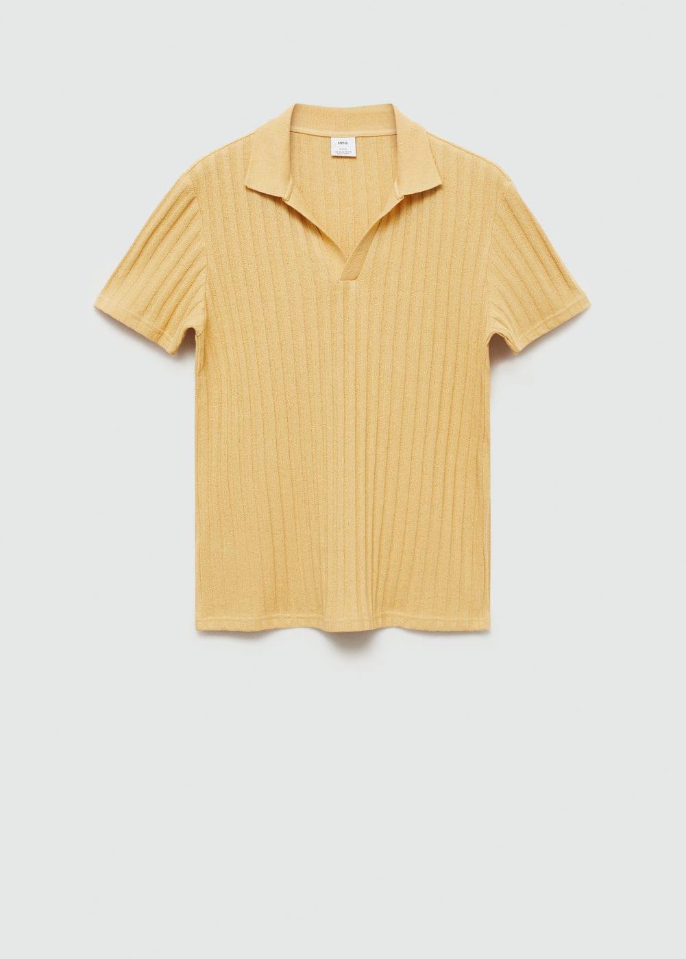 MANGO MAN - Regular fit ribbed cotton polo shirt yellowMen Product Image