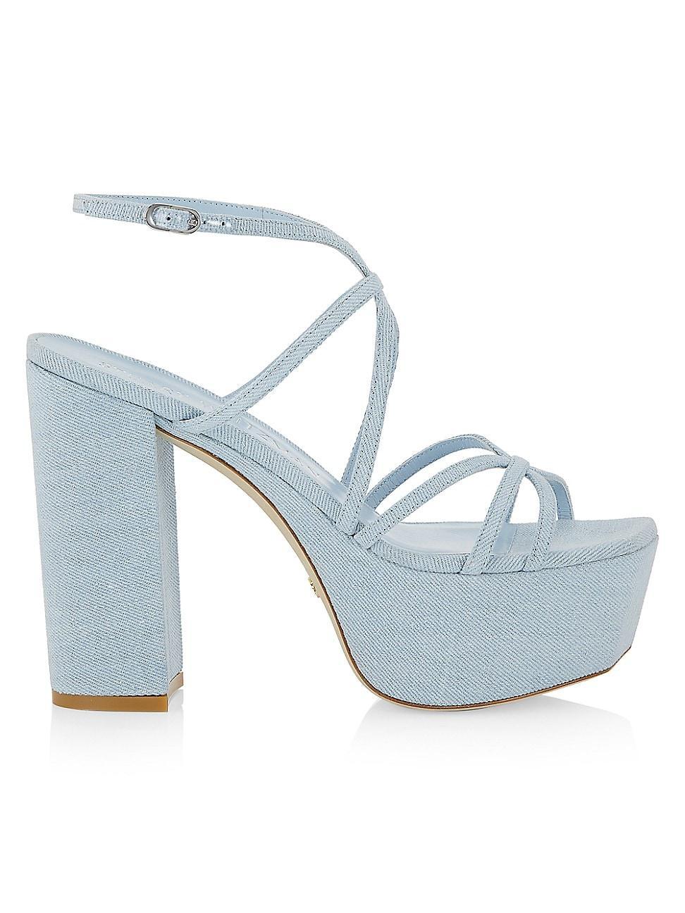 Womens 140MM Denim Strappy Platform Sandals product image