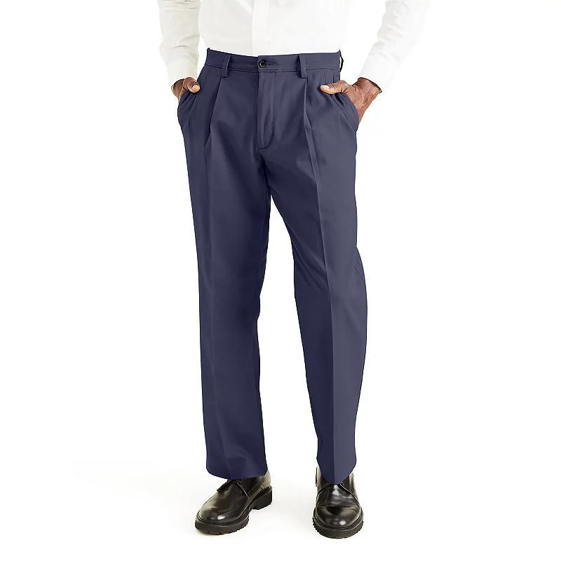 Mens Dockers Stretch Easy Khaki Classic-Fit Pleated Pants Dockers Blue Product Image