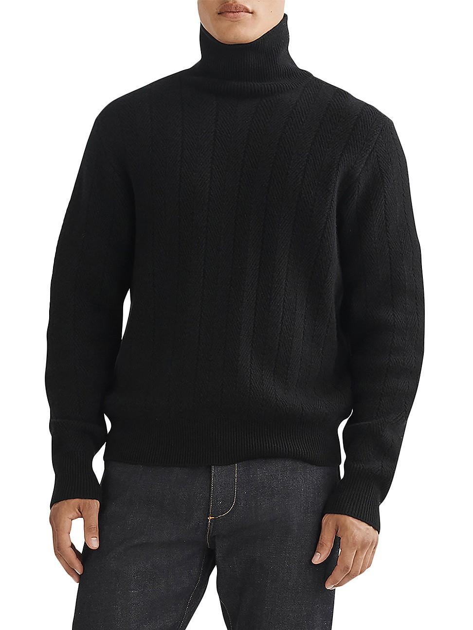 rag & bone Durham Herringbone Cashmere Turtleneck Sweater Product Image