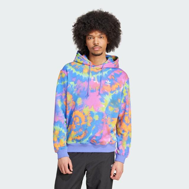 adidas Tie-Dyed Allover Print Hooded Sweatshirt Semi Cobalt Blue XS Mens Product Image