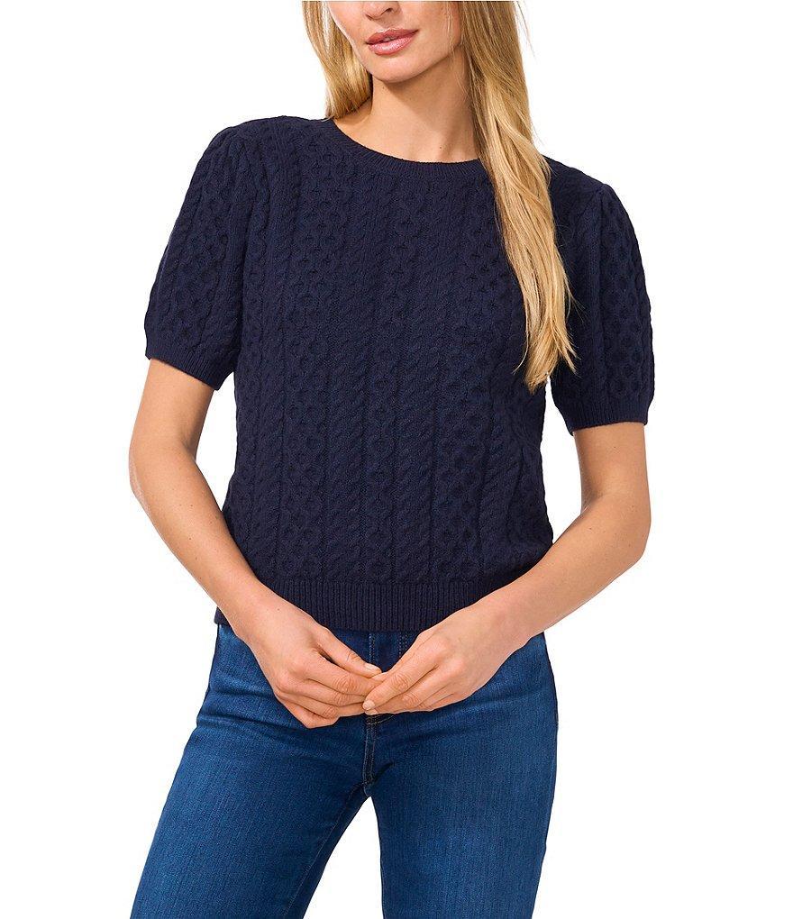 CeCe Crew Neck Short Sleeve Sweater Product Image