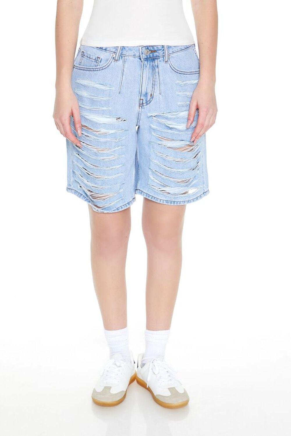 Distressed Denim Bermuda Shorts | Forever 21 Product Image