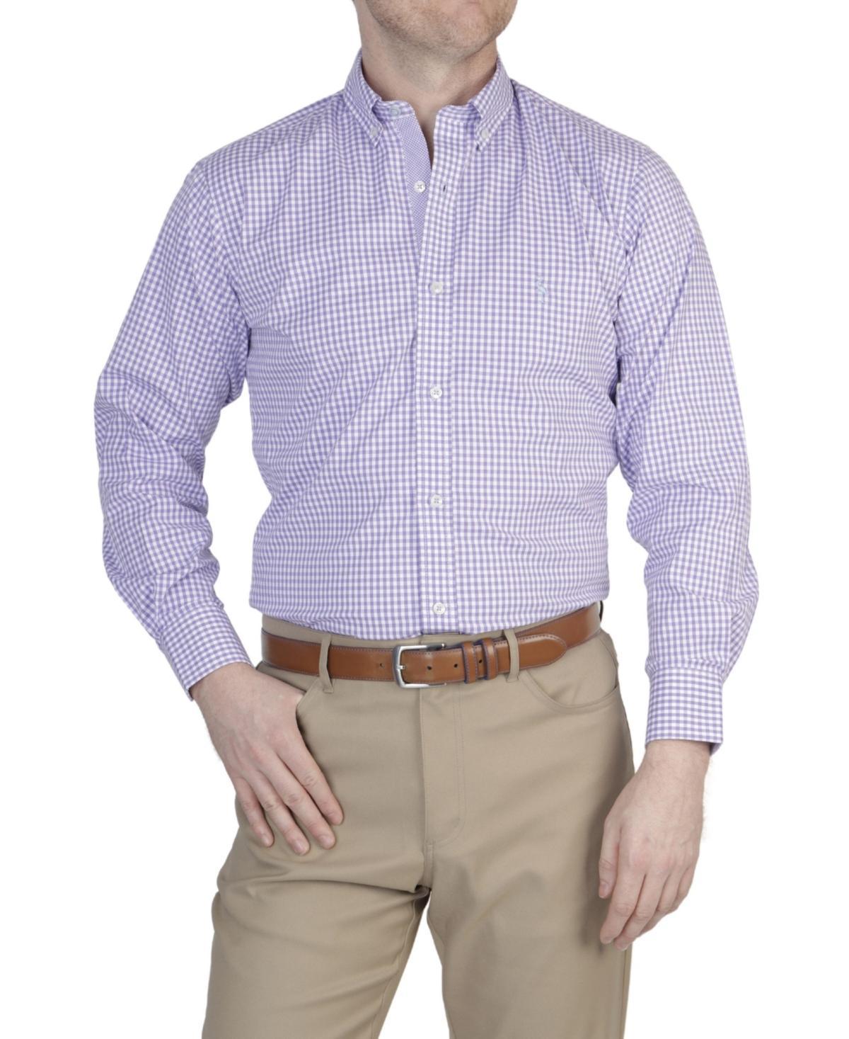 Tailorbyrd Mens Mini Gingham Cotton Stretch Long Sleeve Shirt Product Image