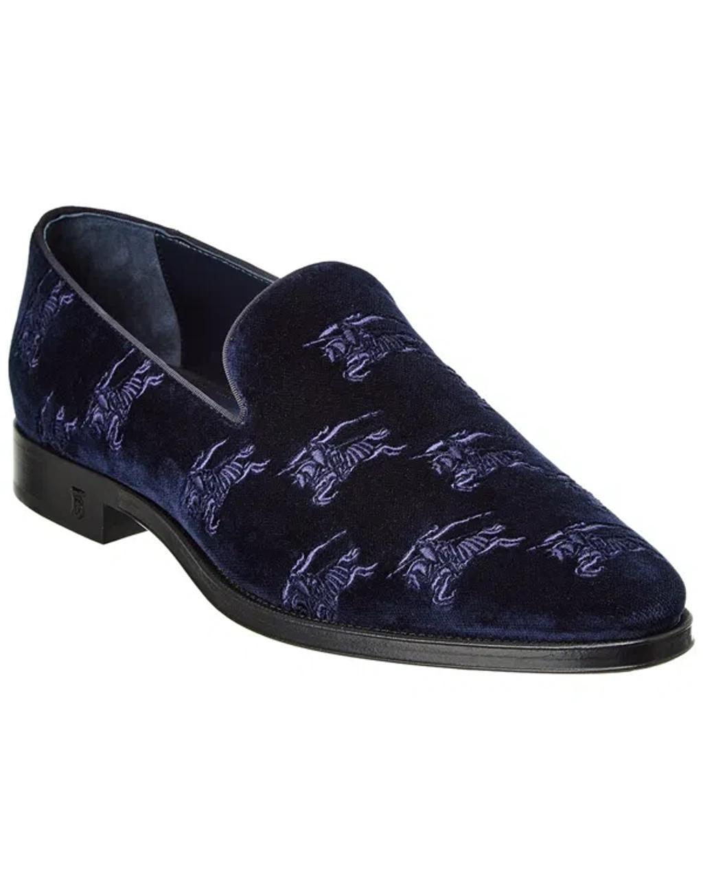 Ekd Embroidered Velvet Loafer In Blue Product Image