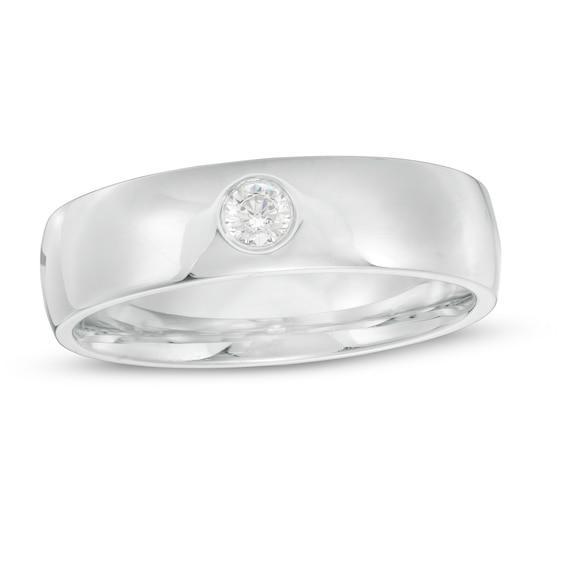 Men's 1/6 CT. Diamond Solitaire Wedding Band in Platinum Product Image