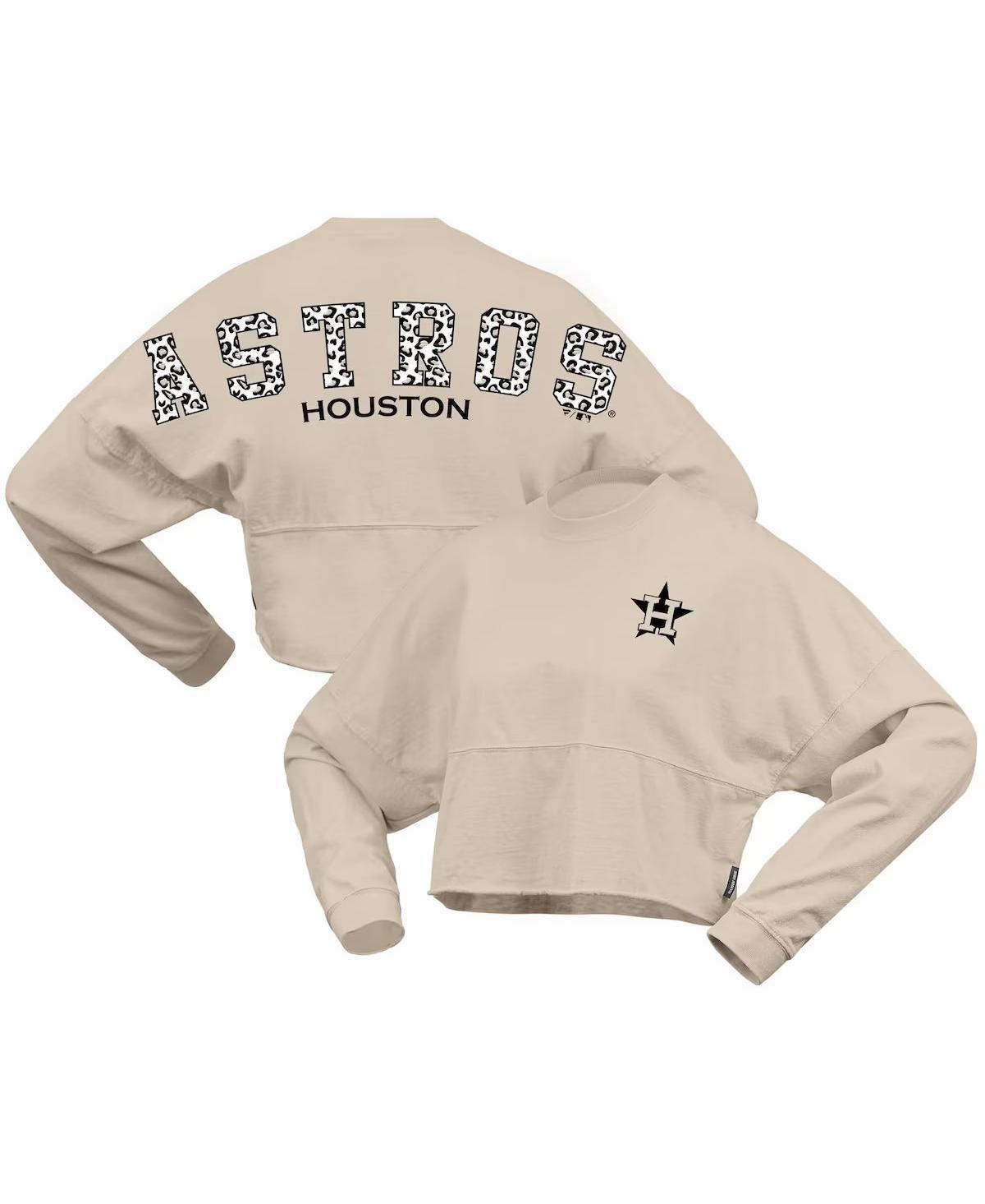 Womens Fanatics Branded Cream Houston Astros Long Sleeve Cropped Jersey T-Shirt Product Image