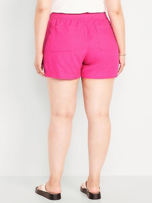 High-Waisted Linen-Blend Pull-On Shorts -- 3.5-inch inseam Product Image