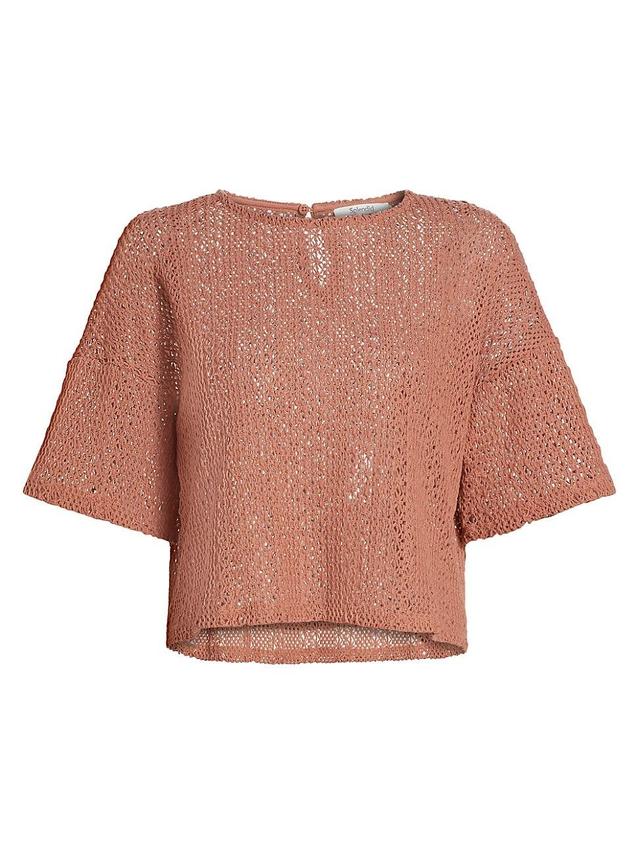 Womens Finley Cotton-Blend Crochet Sweater Product Image