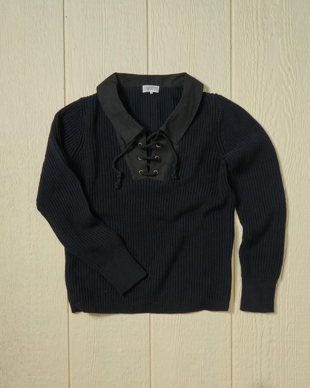 Halifax Lace-Up Sweater in Navy Product Image