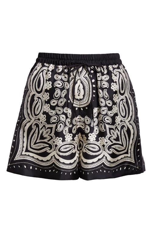 Frances Bandana-print Silk Pull-on Shorts In Black Ivory Bandana Product Image