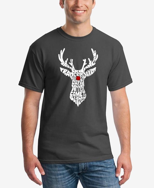 La Pop Art Mens Santas Reindeer Word Art Short Sleeve T-shirt Product Image