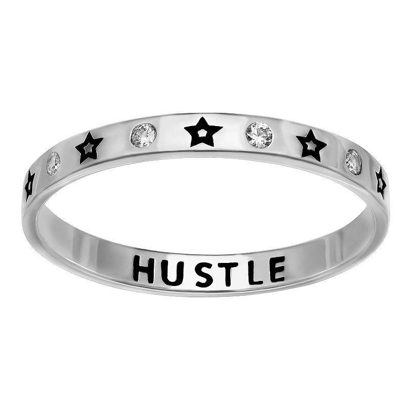 PRIMROSE Sterling Silver Cubic Zirconia Star Hustle Band Ring, Womens Sterling Silver Clear Product Image