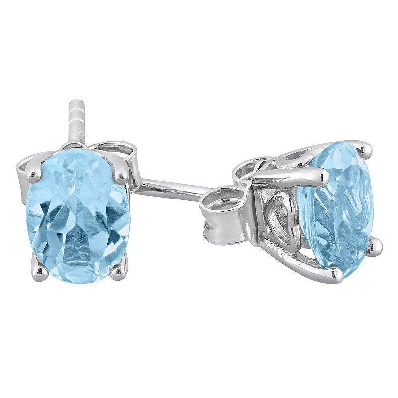 Stella Grace Sterling Silver & Gemstone Oval Stud Earrings, Womens, Blue Product Image