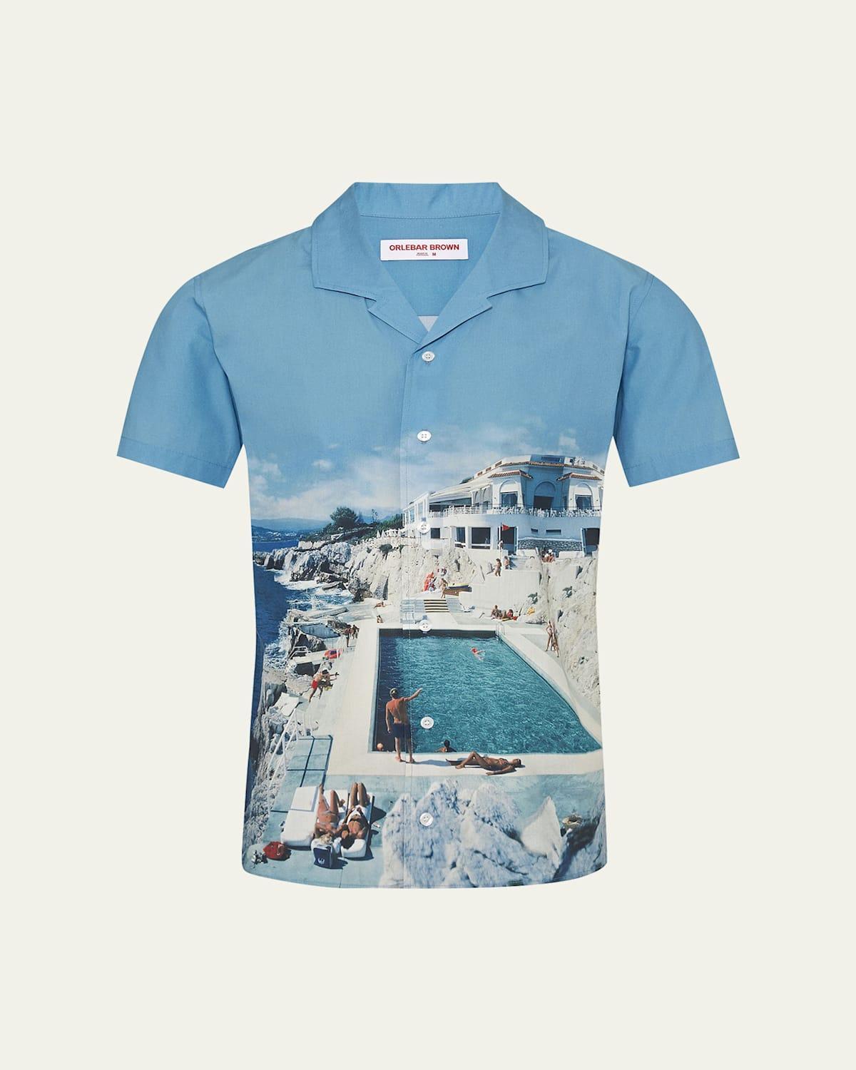 Mens Hibbert Roc Pool Photographic-Print Short-Sleeve Shirt Product Image