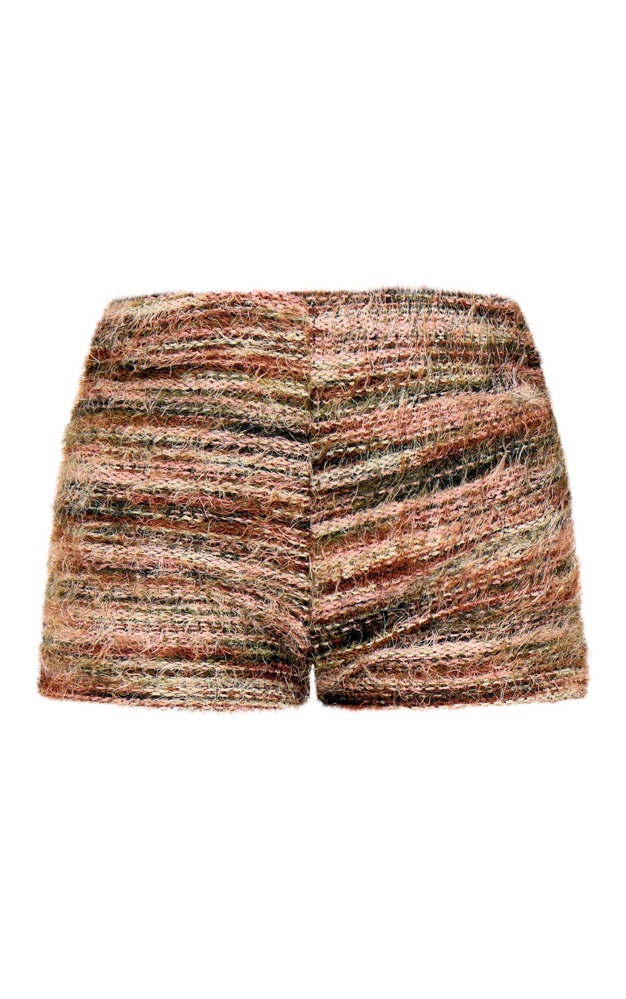 Multi Fluffy Textured Fold Over Hot Pants Product Image