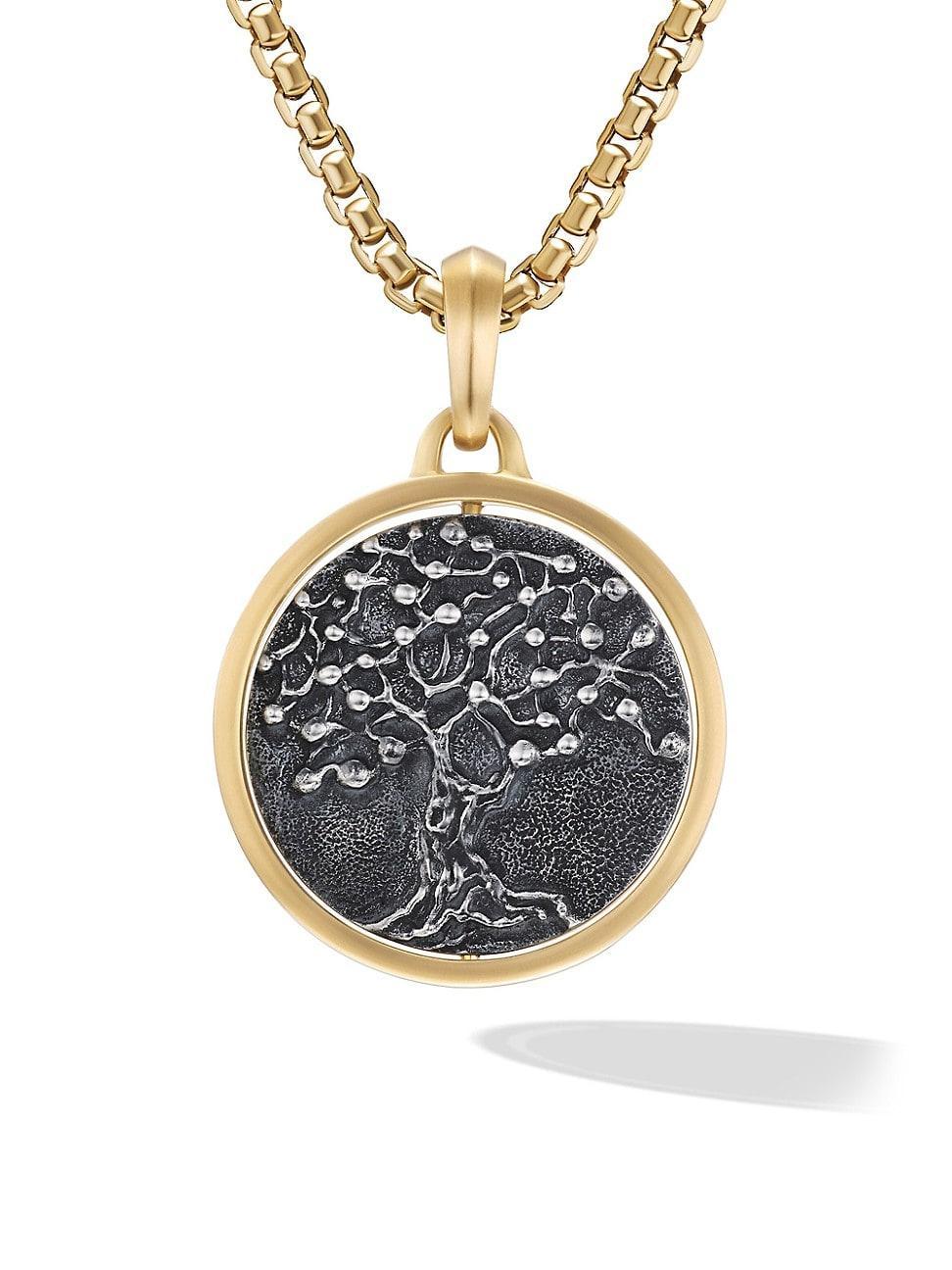 David Yurman Mens Life & Death Duality Amulet in Sterling Silver with 18K Yellow Gold, 30mm Product Image