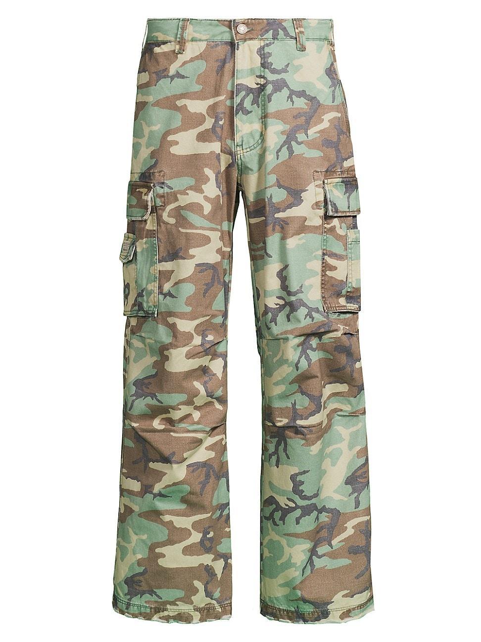 Mens Wide-Leg Camo Cargo Pants Product Image