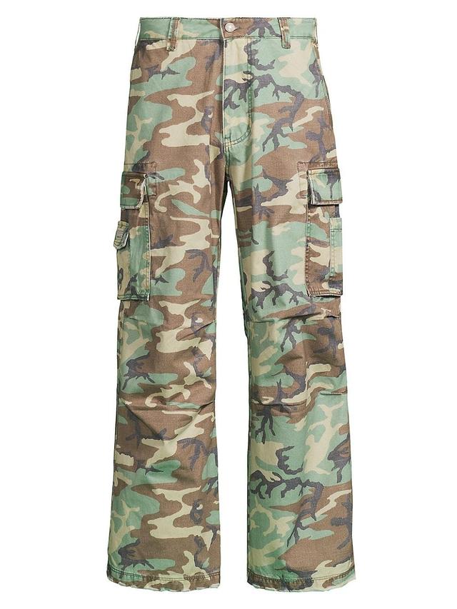 Mens Wide-Leg Camo Cargo Pants Product Image