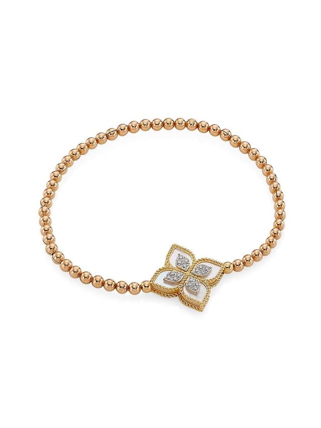 Womens Venetian Princess 18K Rose Gold, Mother-Of-Pearl & 0.15 TCW Diamond Bracelet Product Image