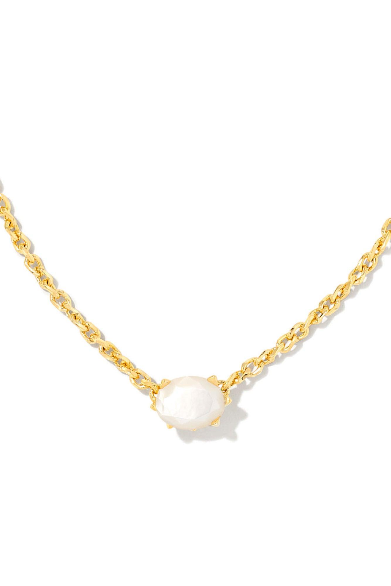 KENDRA SCOTT Cailin Crystal Pendant Necklace Gold Ivory Mother Of Pearl Product Image