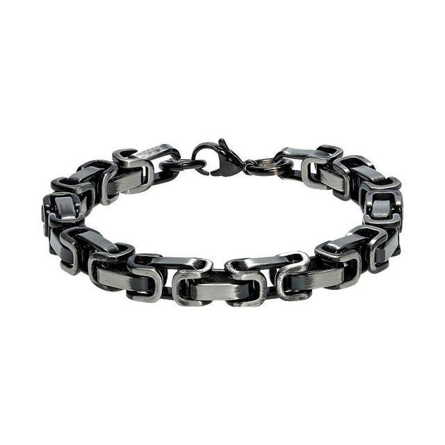 Mens LYNX Antiqued Finish Stainless Steel Bike Chain Bracelet Product Image