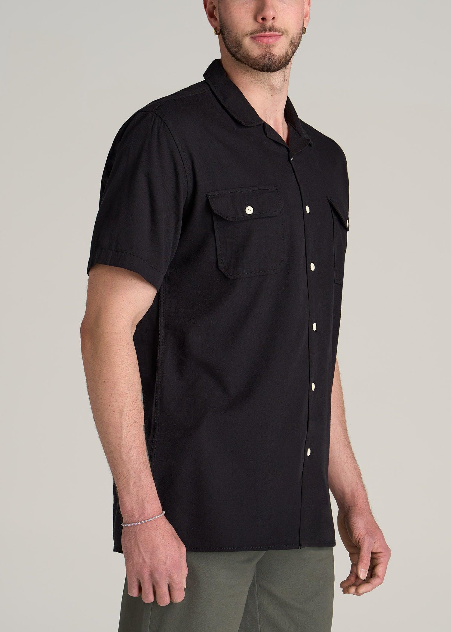 LJ&S Two-Pocket Camp Shirt for Tall Men in Black Product Image