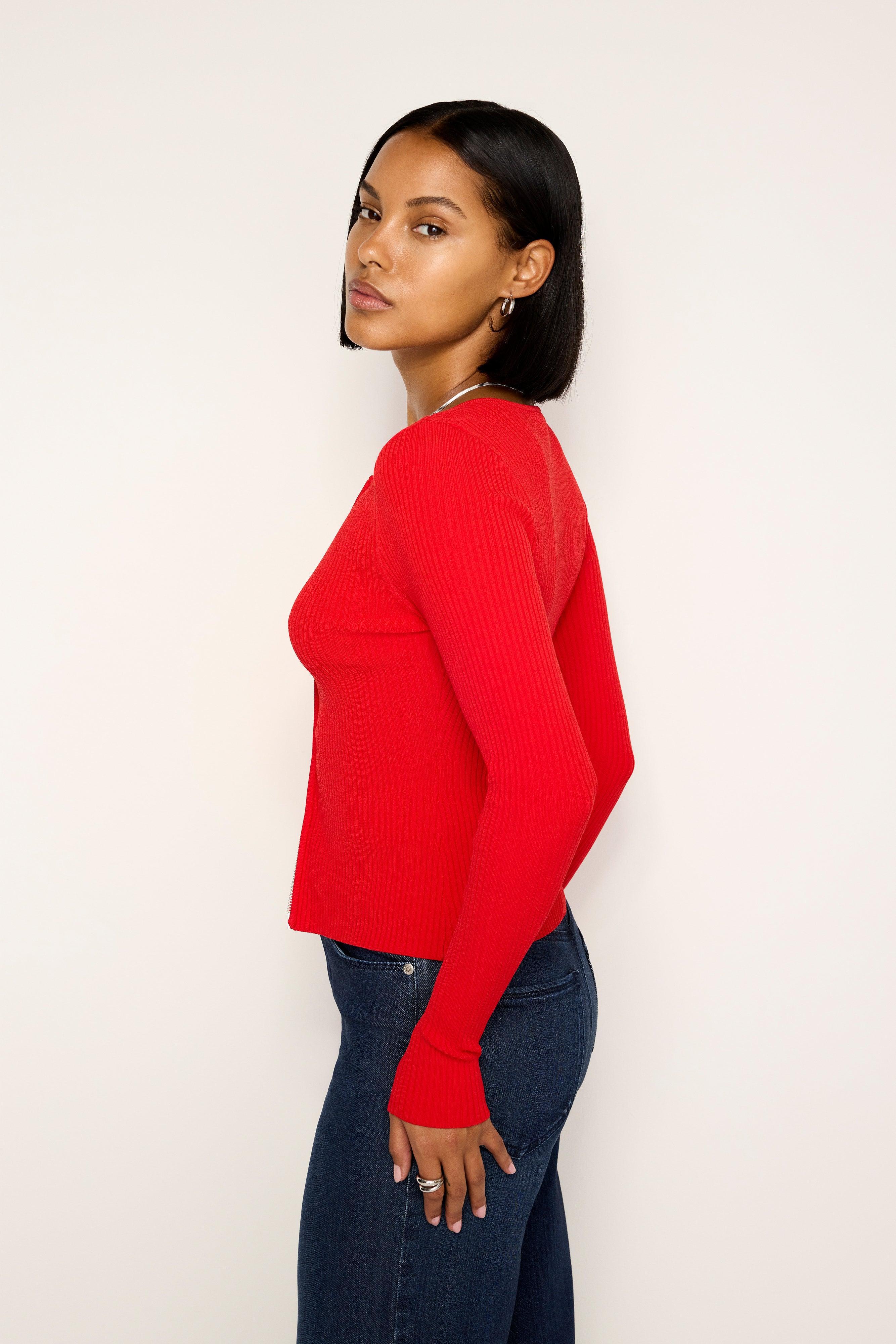 STRETCH RIB KNIT SWEATER | GRENADINE003 Product Image