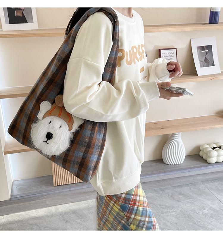 Plaid Dog Applique Tote Bag Product Image