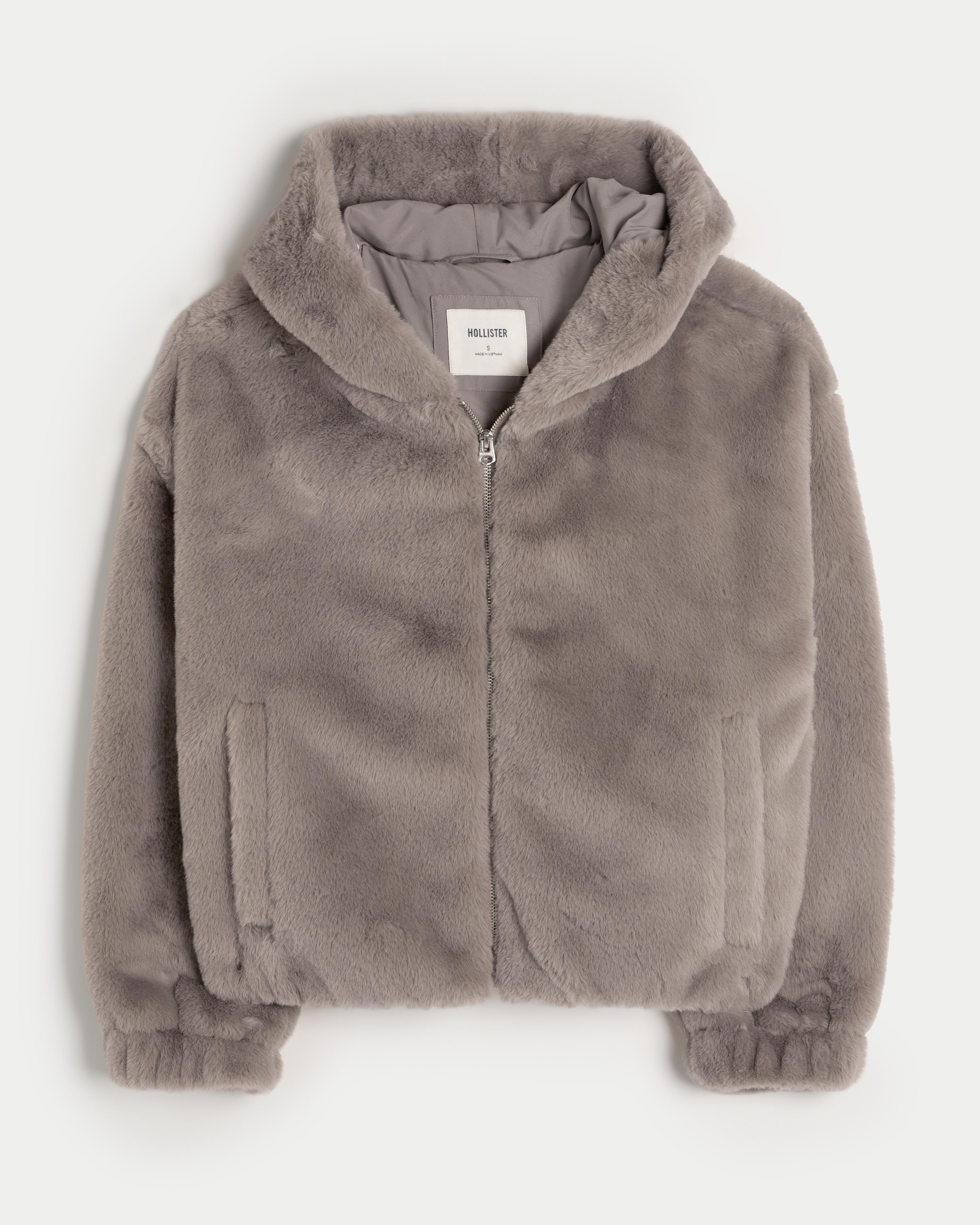 Cozy Faux Fur Zip-Up Hoodie Product Image