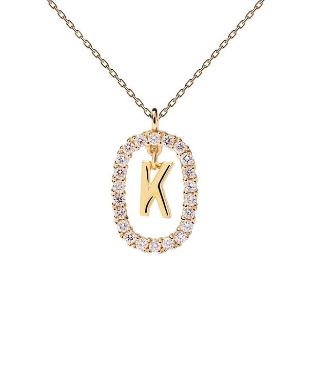 Pdpaola Womens Diamonds and Gold Letter Necklace Product Image