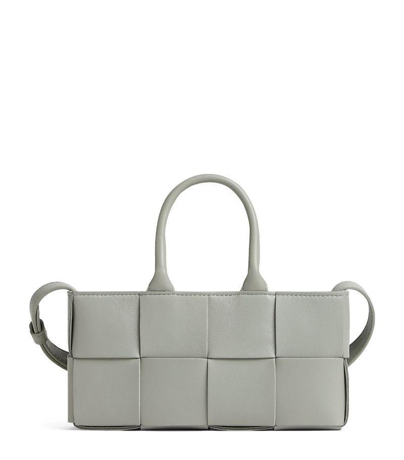 Mini Leather East-weat Arco Top-handle Bag In Grey Product Image