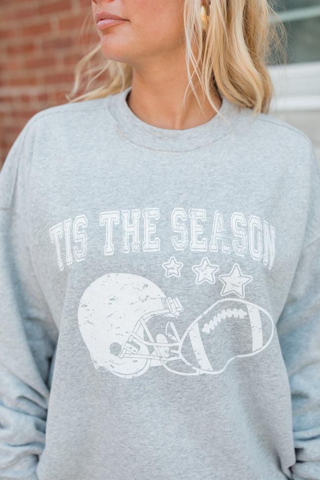 Tis The Season Light Grey Oversized Graphic Sweatshirt Product Image