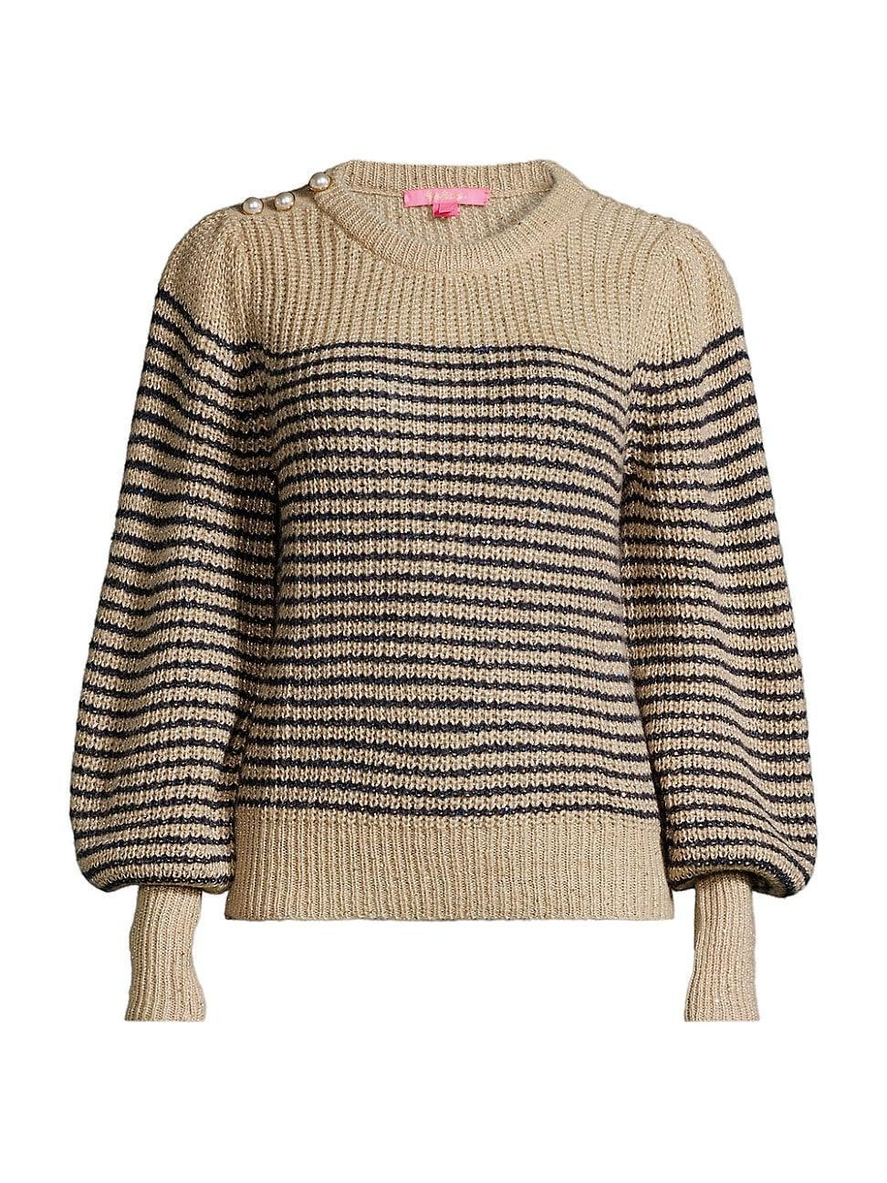 Womens Finney Blouson-Sleeve Striped Sweater Product Image