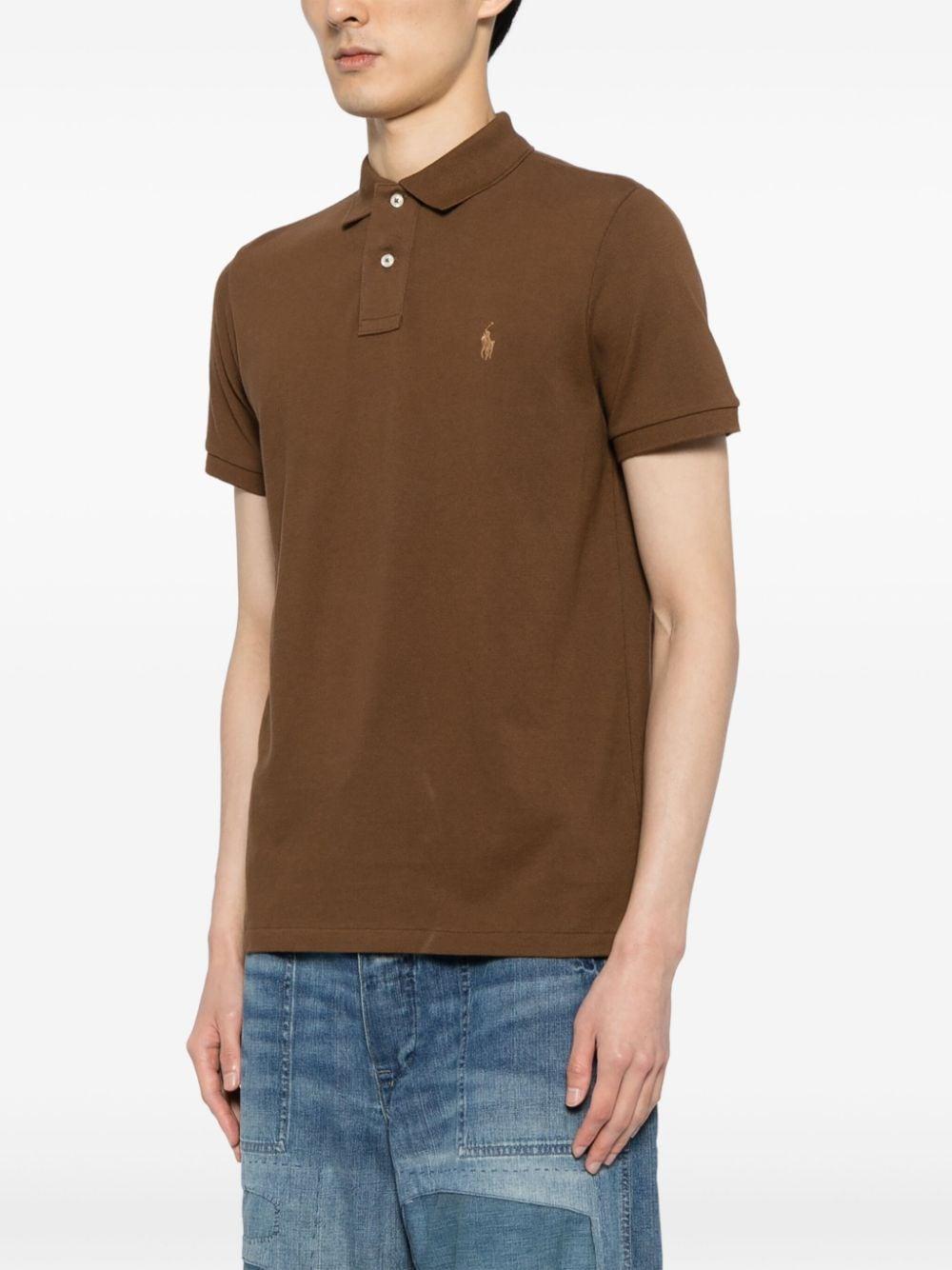 Short-sleeve Cotton Polo Shirt In Brown Product Image