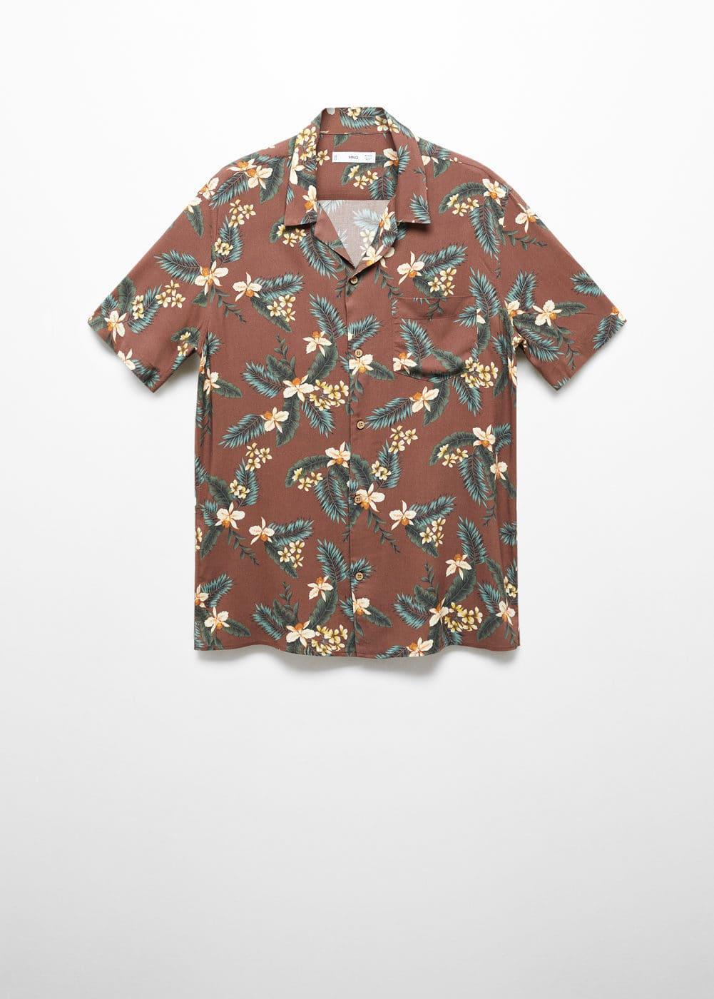 MANGO MAN - Regular-fit Hawaiian-print shirt maroonMen Product Image