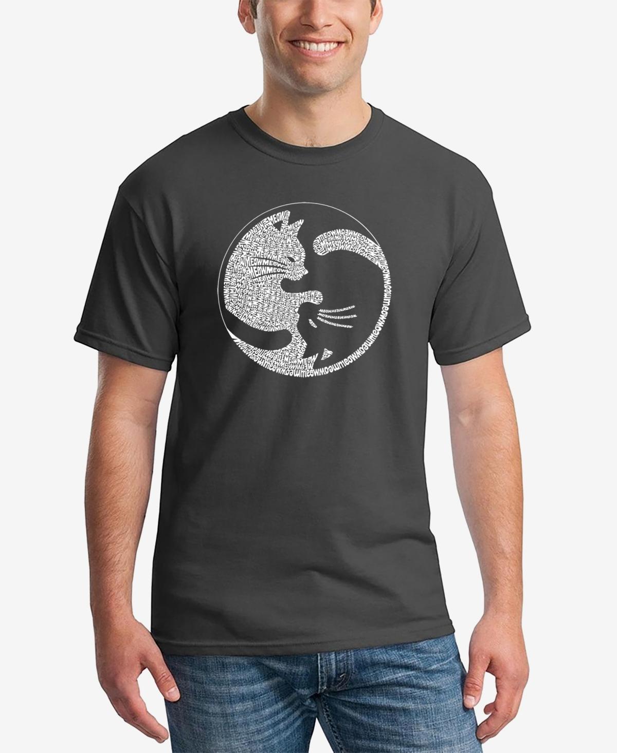 La Pop Art Mens Word Art Yin Yang Cat Short Sleeve T-shirt Product Image